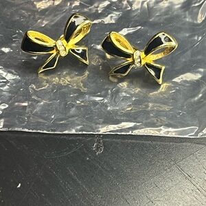 Dior Black and Gold Bow Earrings